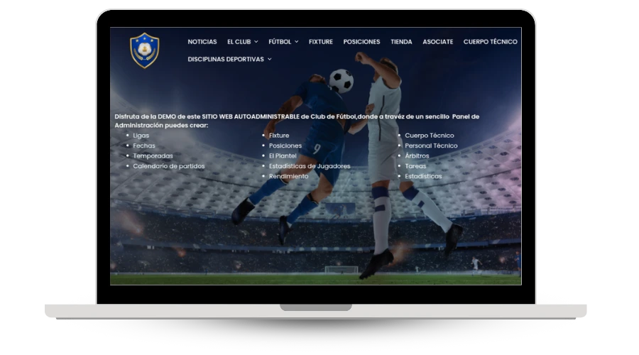 diseño de pagina web para club deportivo